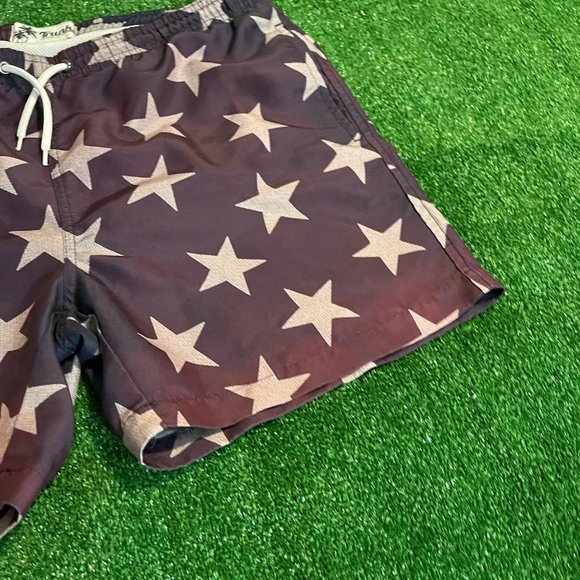 Trunks Surf & Swim Men's Drawstring Easy Care Quick Dry Stars Swim Short Size M - Picture 3 of 11